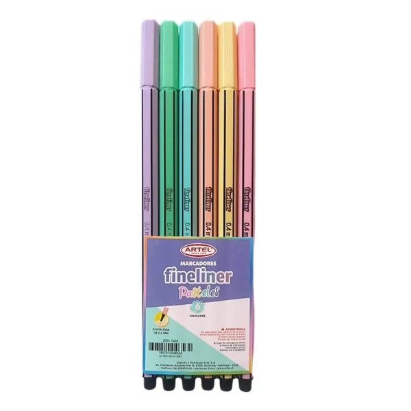 MARCADORES FINELINER PASTELES 6 UNIDADES ARTEL