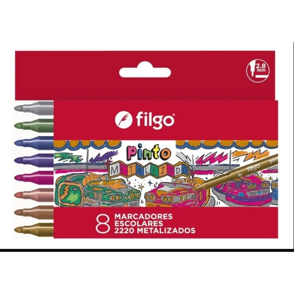 8 MARCADORES METALICOS BRILLANTES, FILGO