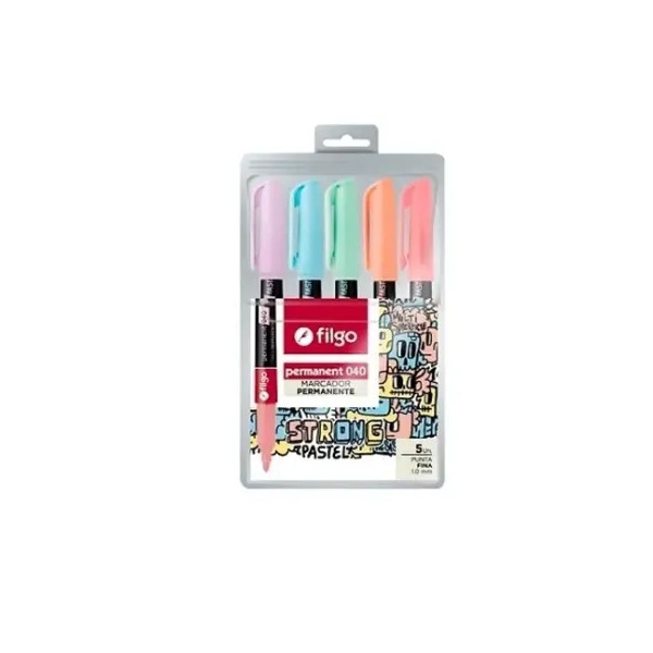 5 MARCADORES PTA FINA 1.0MM PASTEL , FILGO