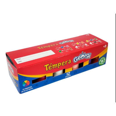 TEMPERA 12 COLORES 15ML,...