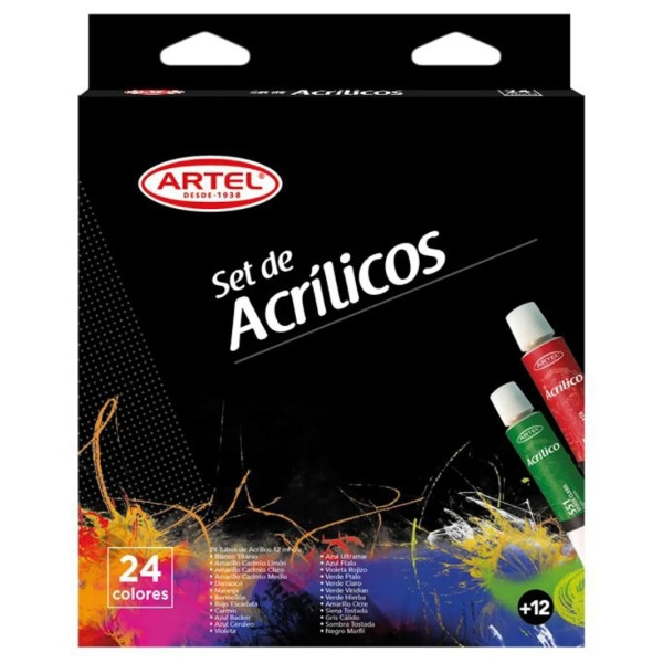 Set de acrilicos 24colores Artel.