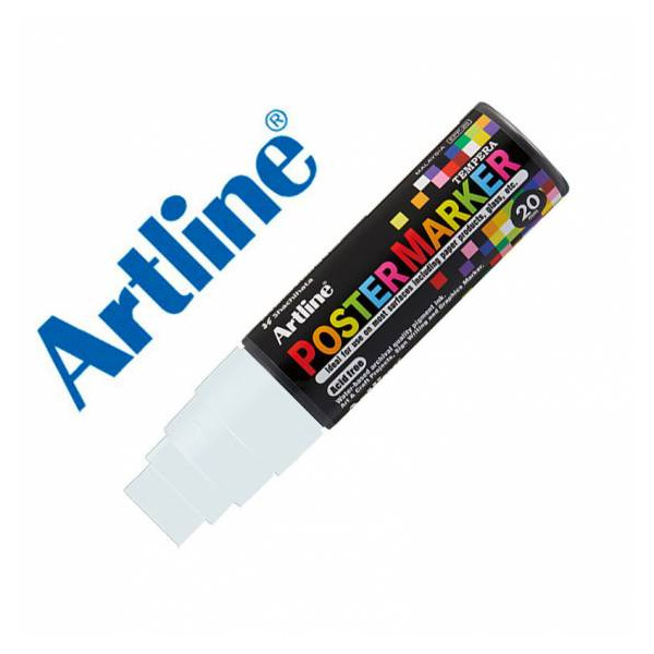 Marcador Poster Marker 20mm Blanco, Artline.
