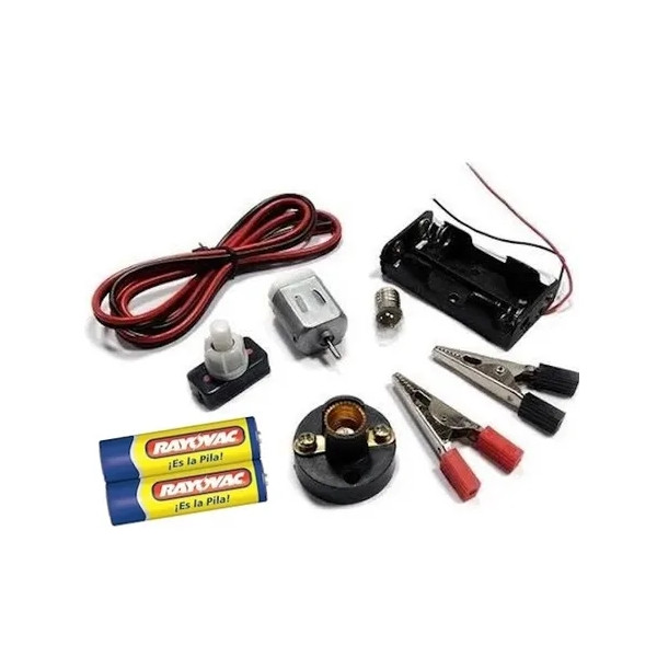 Kit Circuito Eléctrico Escolar 8 Piezas + 2 Pilas