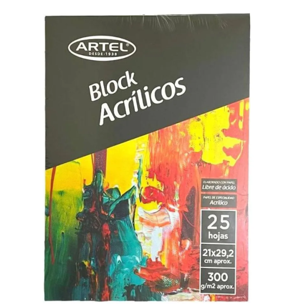 Block Pinturas Acrilicos 25 Hojas Artel.