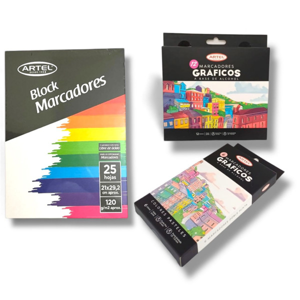 Pack Navideño Block Marcadores+set marcadores 12graficos+set 6marcadores graficos Pasteles