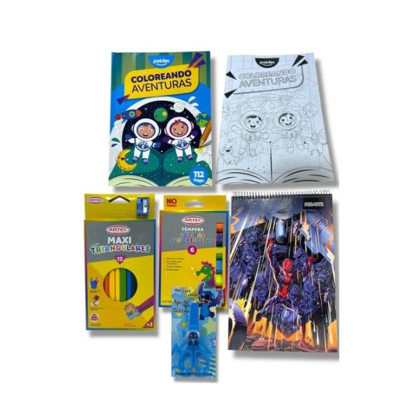 Pack Navidad Libro Colorear+croquera+tempera Solida 6uni+lapices+tijera