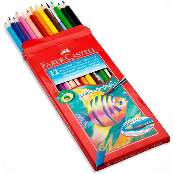 LAPICES ACUARELA X12 + PINCEL FABER CASTELL