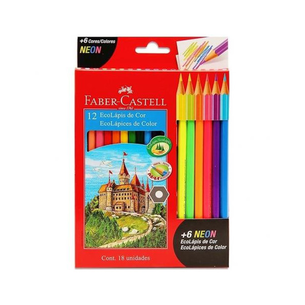ECOLAPICES X12 COLORES + 6 NEON FABER CASTELL