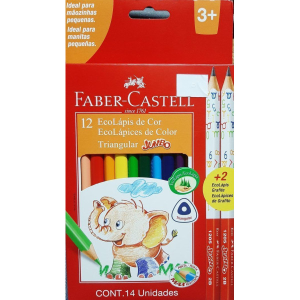 LAPICES DE COLOR JUMBO + 2 GRAFITOS FABER CASTELL
