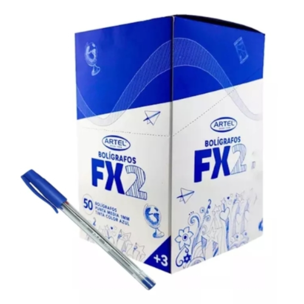 BOLIGRAFOS FX2 50UNI PUNTA MEDIA 1.0MM AZUL, ARTEL