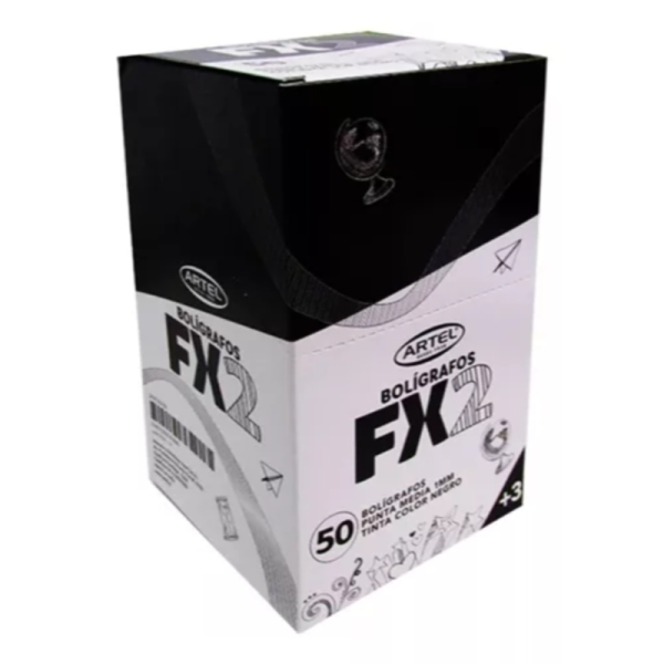 BOLIGRAFOS FX2 50UNI PUNTA MEDIA 1.0MM NEGRO, ARTEL