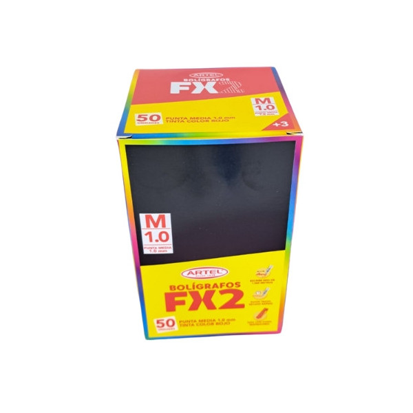 BOLIGRAFOS FX2 50UNI PUNTA MEDIA 1.0MM ROJO,ARTEL