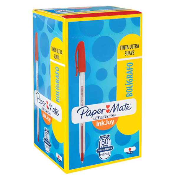 CAJA 50 BOLIGRAFOS KILOMETRICO, PAPER MATE. ROJO