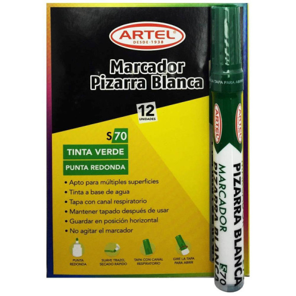 MARCADOR DE PIZARRA PUNTA REDONDA VERDE x12UNI, ARTEL.