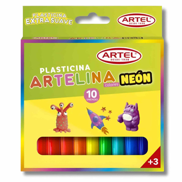 PLASTICINA ARTELINA 10 UNI COLORES NEON, ARTEL