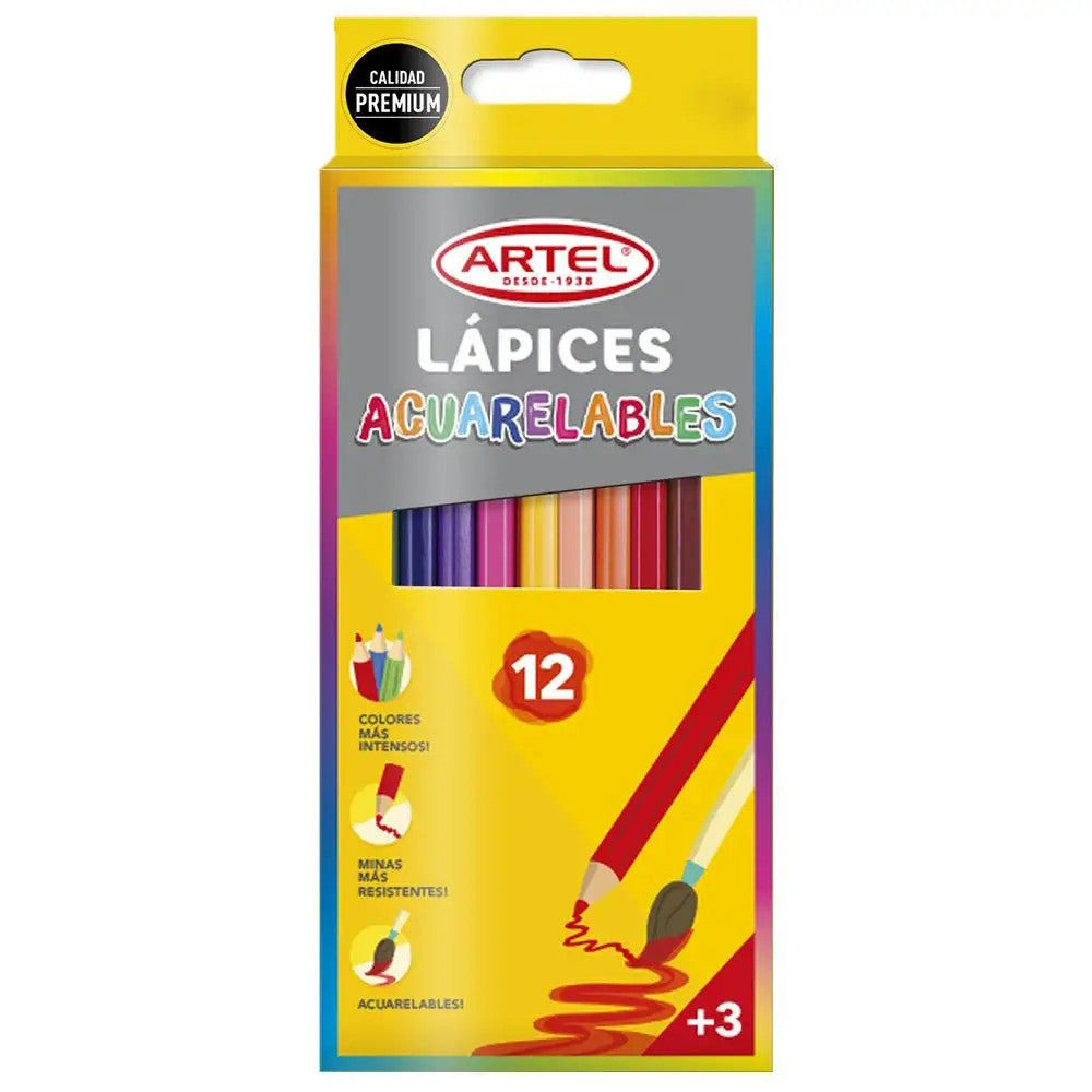 LAPICES DE 12 COLORES ACUARELABLES ARTEL