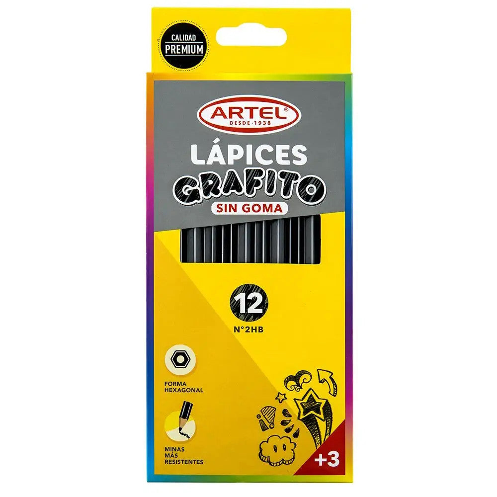 LAPICES GRAFITOS SIN GOMA 12 UNIDADES ARTEL