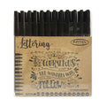 LETTERING 12 MARCADORES NEGROS CON VARIEDADES DE PUNTAS ARTEL