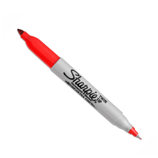 MARCADOR PERMANENTE DOBLE PUNTA ROJO, SHARPIE.