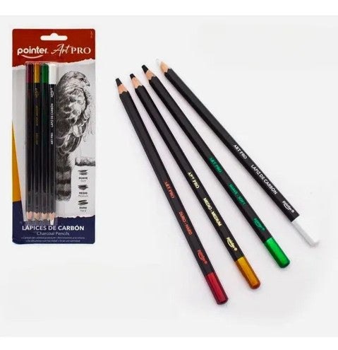 SET 4 LAPICES DE DIBUJO DE CARBON, POINTER