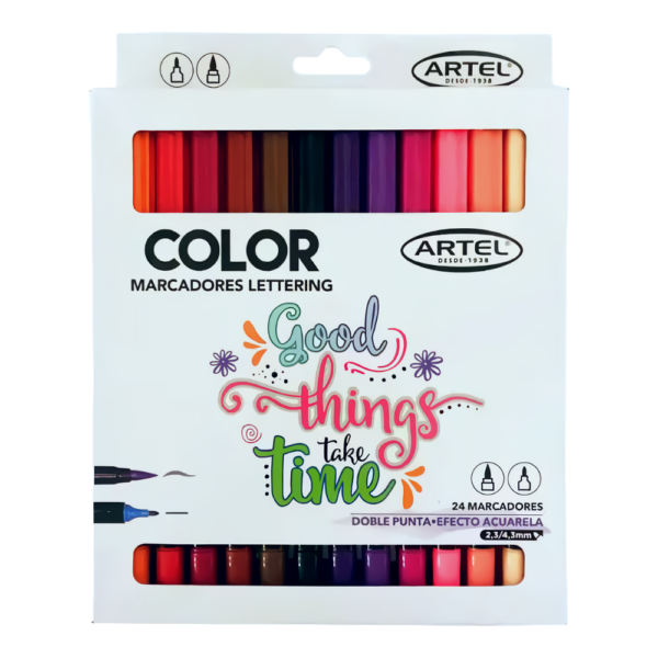 MARCADORES LETTERING DOBLE PUNTA 24COLORES, ARTEL
