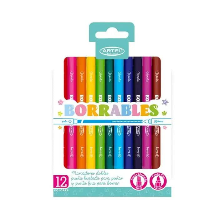 ROTULADORES BORRABLES DOBLE PUNTA12 COLORES, ARTEL