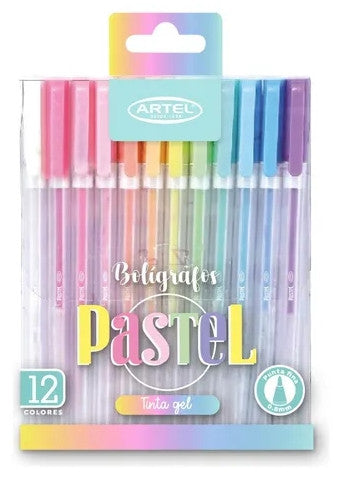 BOLIGRAFOS GEL PASTEL 12 COLORES ARTEL