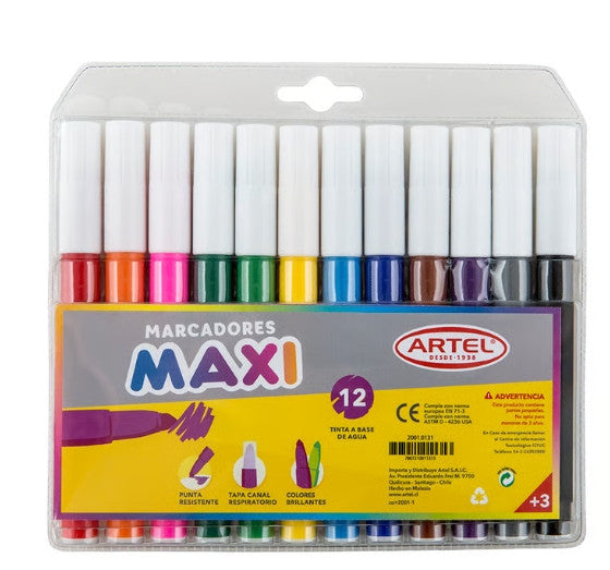 MARCADORES MAXI JUMBO 12 COLORES, ARTEL