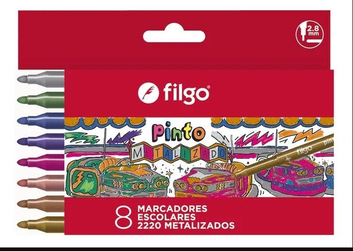 8 MARCADORES METALICOS BRILLANTES, FILGO