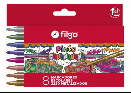 8 MARCADORES METALICOS BRILLANTES, FILGO
