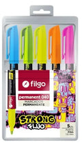 5 MARCADORES PTA FINA 1.0MM NEON , FILGO