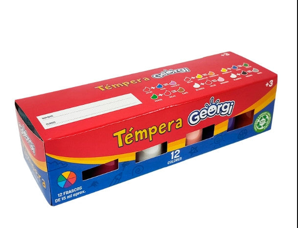 TEMPERA 12 COLORES 15ML, GEORGI