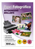 PAPEL FOTOGRAFICO ADHESIVO GLOSSY 115GR A4 X20 HJAS, ADETEC