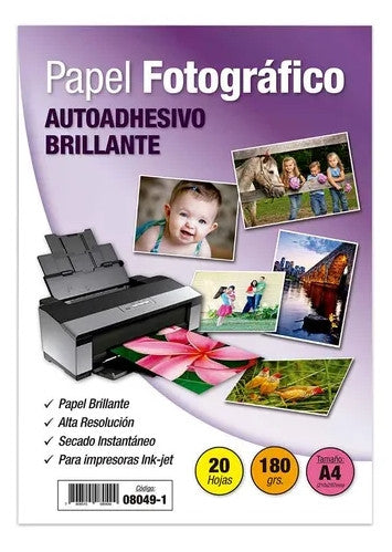 PAPEL FOTOGRAFICO ADHESIVO GLOSSY 115GR A4 X20 HJAS, ADETEC