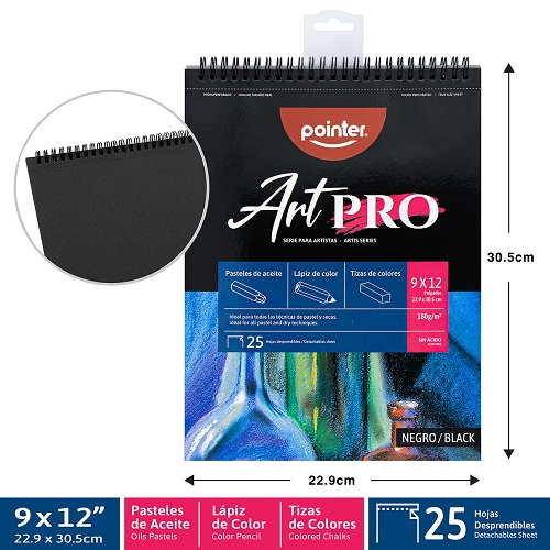CROQUERA ART PRO HOJAS EN NEGRO 9X12"