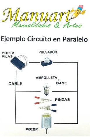 Kit Circuito Eléctrico Escolar 8 Piezas + 2 Pilas