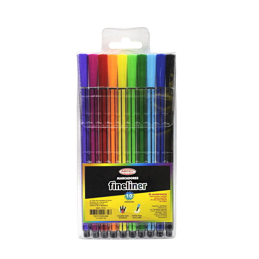 MARCADORES FINELINER 10 COLORES ARTEL