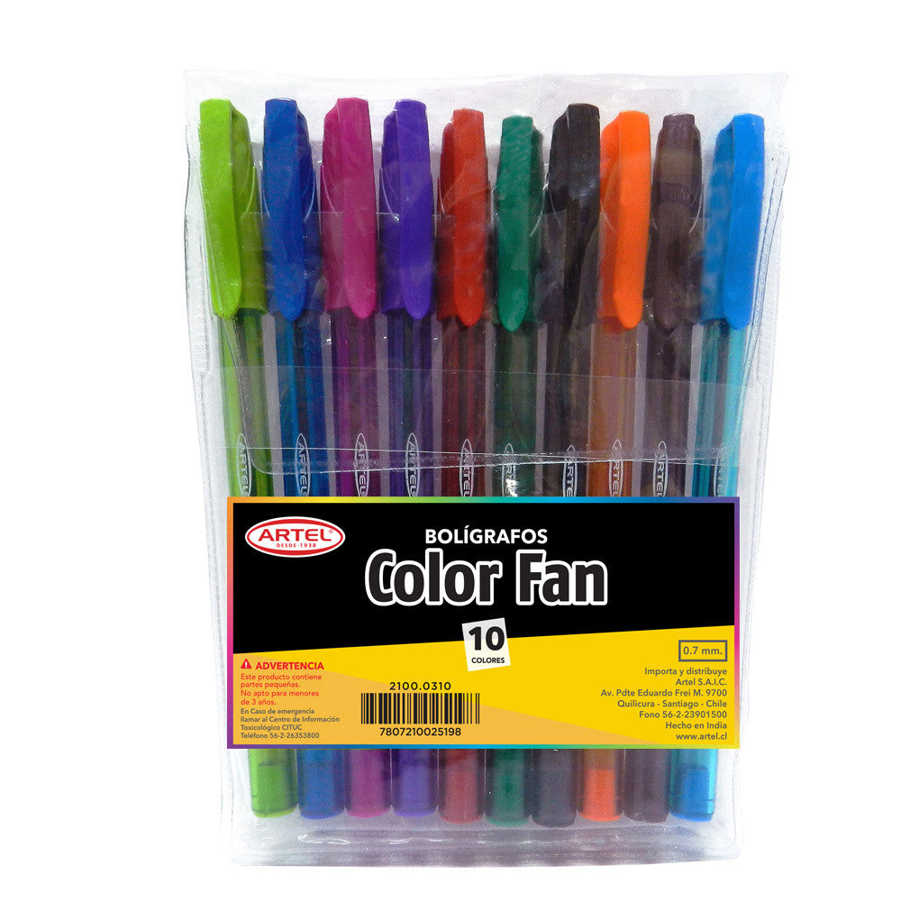BOLIGRAFO 10 UNIDADES COLORFAN ARTEL