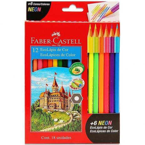 ECOLAPICES X12 COLORES + 6 NEON FABER CASTELL