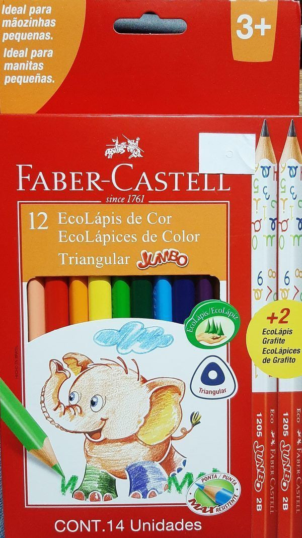LAPICES DE COLOR JUMBO + 2 GRAFITOS FABER CASTELL
