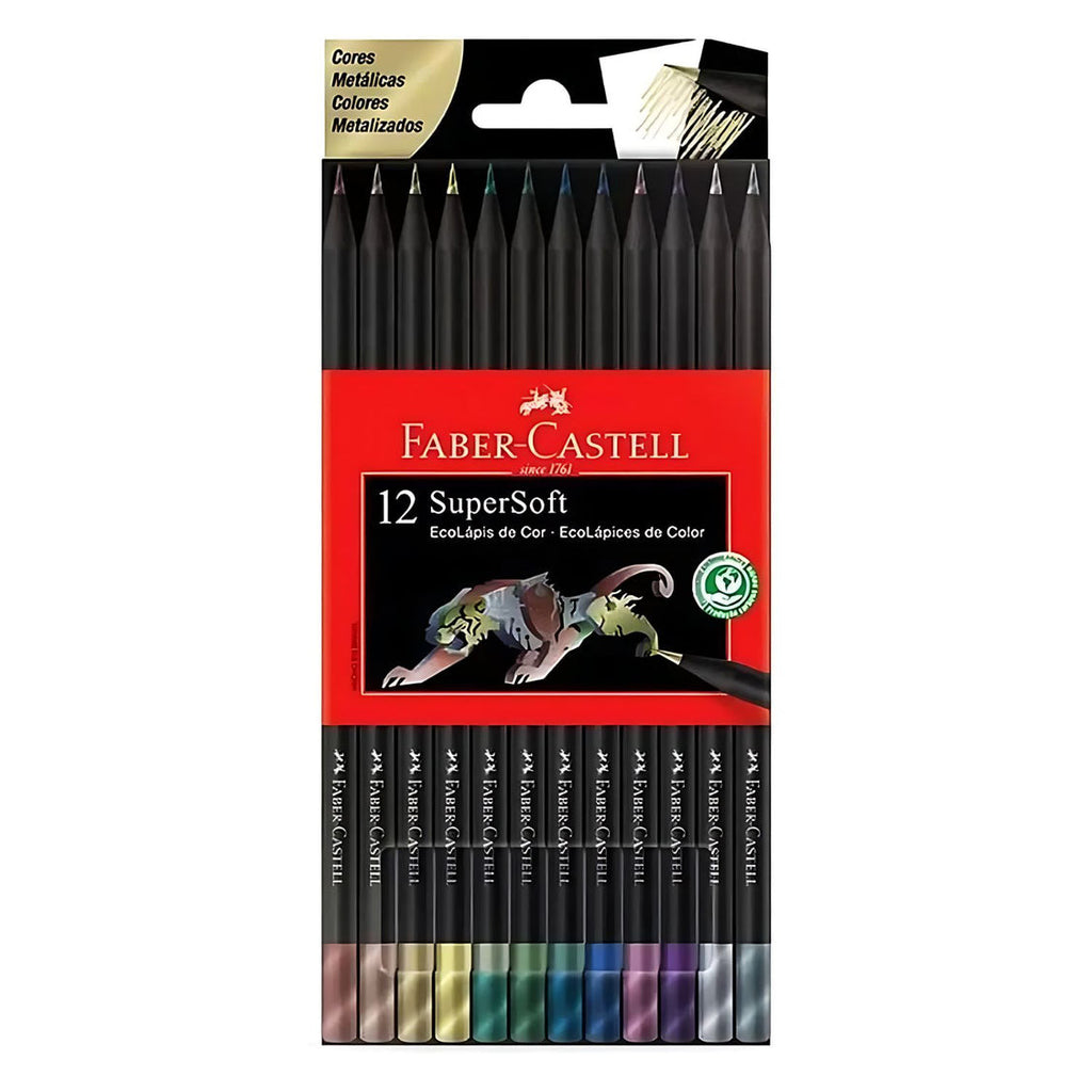 LAPICES DE COLORES SUPERSOFT METALICOS X12 COLORES FABER CASTELL