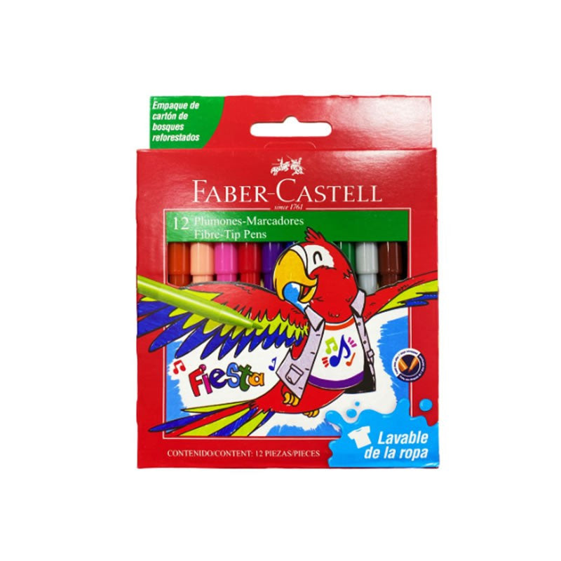 MARCADORES 12 COLORES FABER CASTELL LAVABLES
