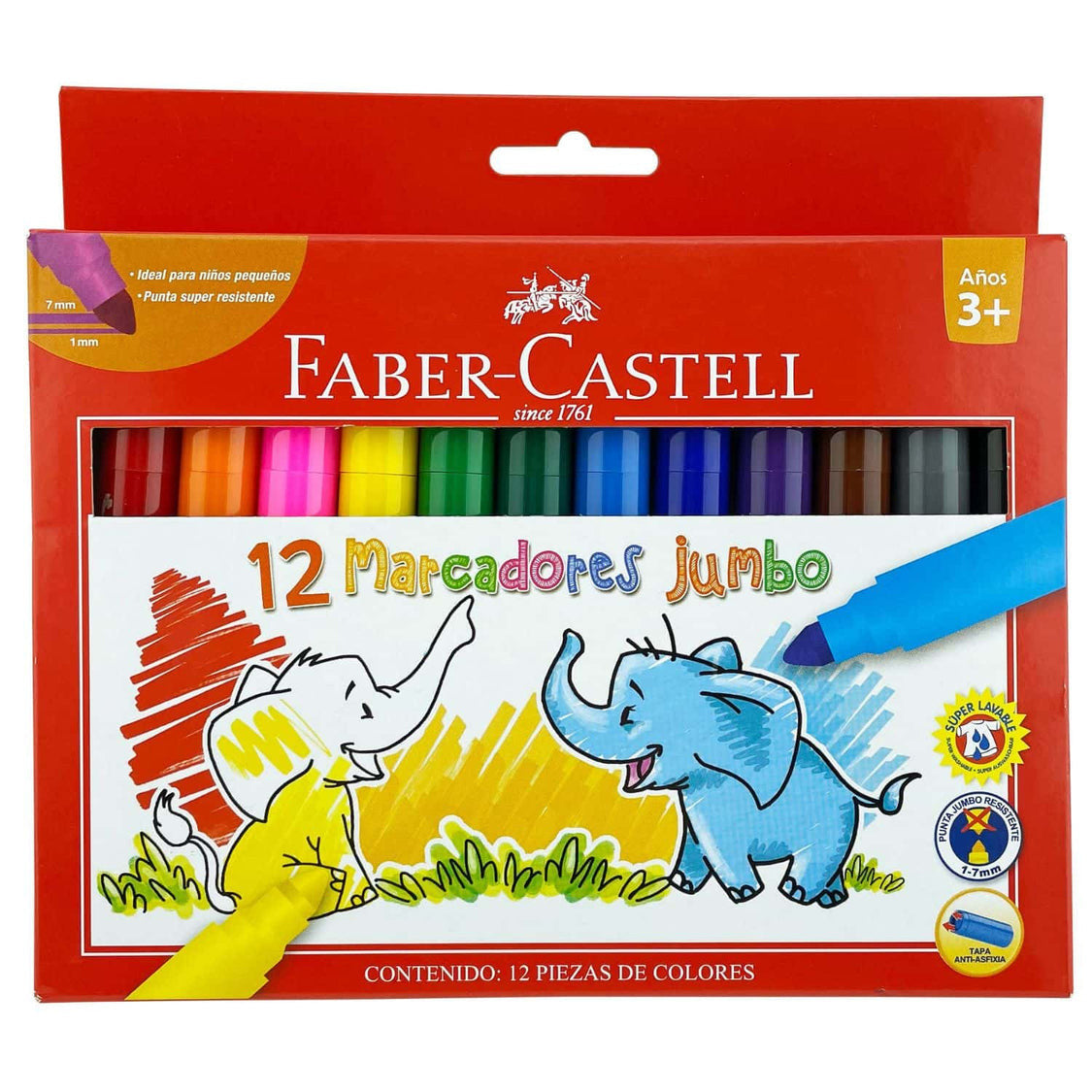 MARCADORES JUMBO 12 COLORES FABER CASTELL