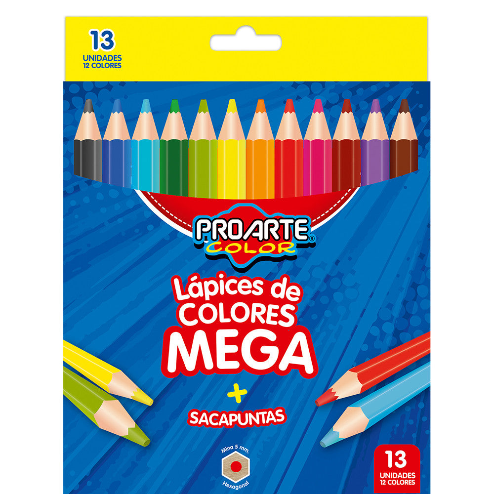 LAPICES DE COLORES MEGA PROARTE + SACAPUNTA