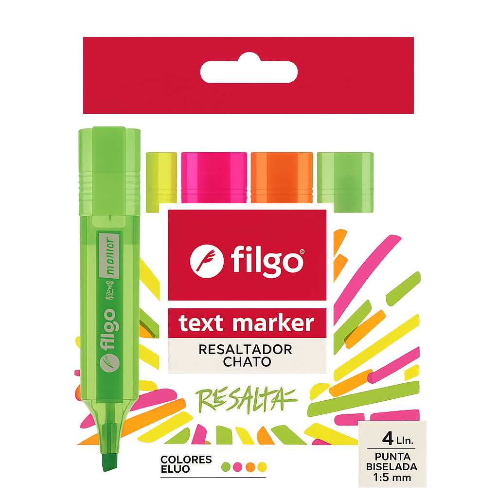 Set De 4 Destacadores Fluo Filgo