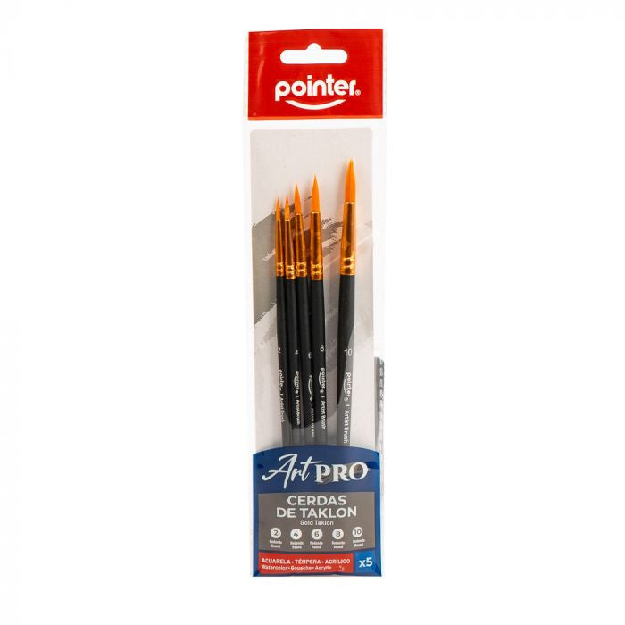 PINCELES 2-10 CON MANGO MADERA 5UNIDADES, POINTER