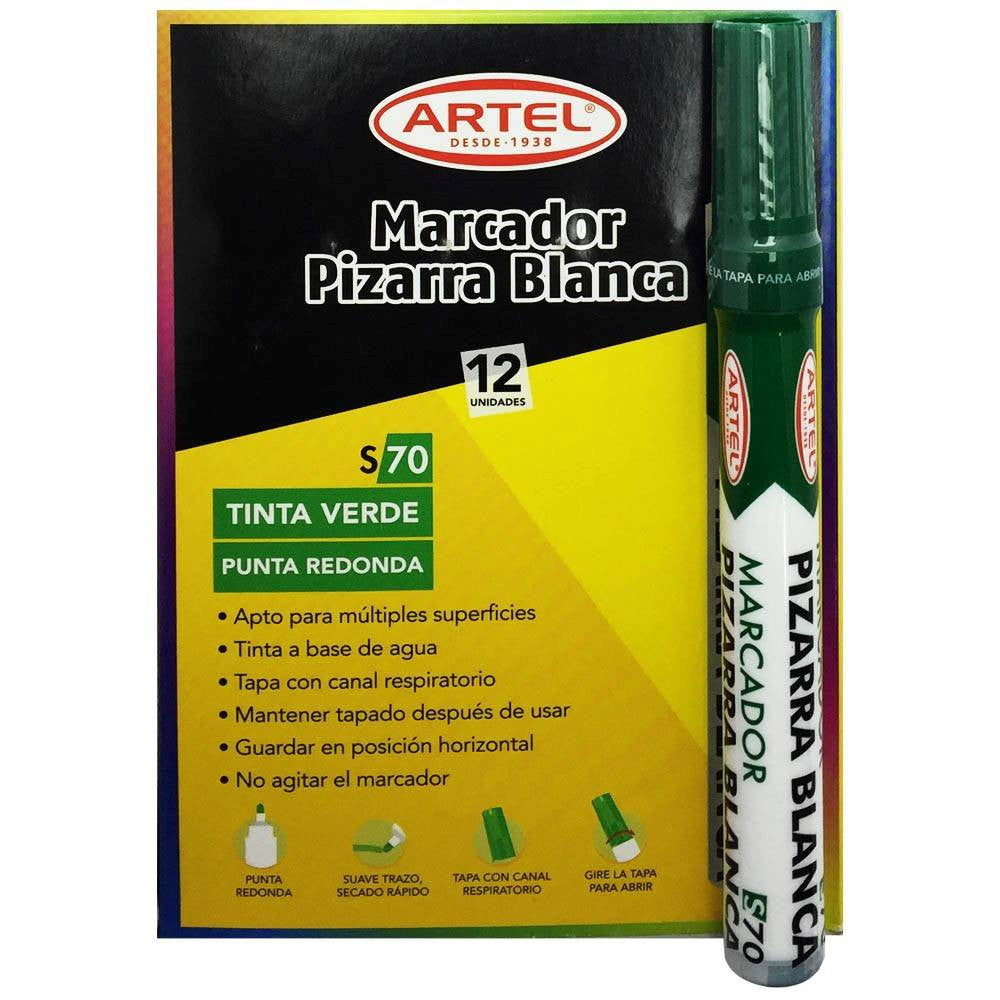 MARCADOR DE PIZARRA PUNTA REDONDA VERDE x12UNI, ARTEL.