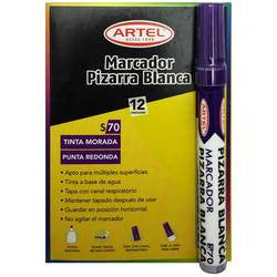 MARCADOR DE PIZARRA PUNTA REDONDA MORADO x12UNI , ARTEL.