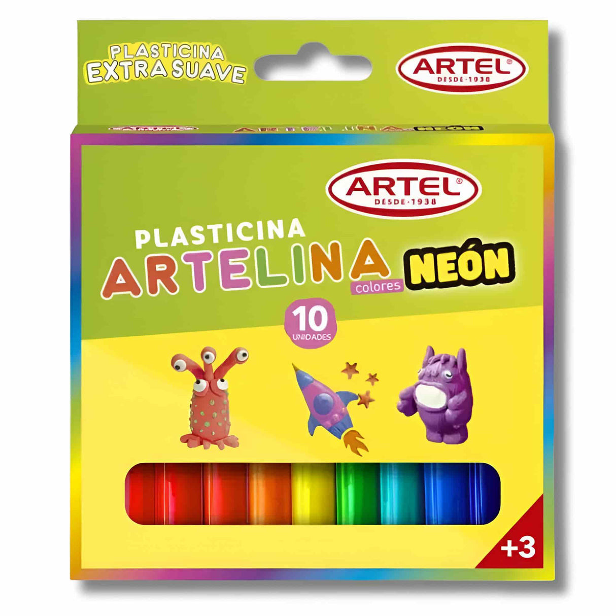 PLASTICINA ARTELINA 10 UNI COLORES NEON, ARTEL