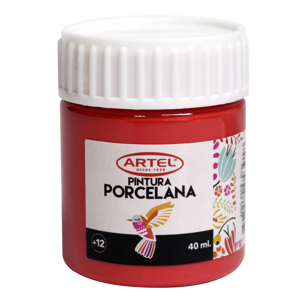 PINTURA PORCELANA ROJO 40ML, ARTEL